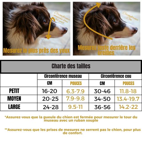 Muselière Chien / Keira - Charte des tailles