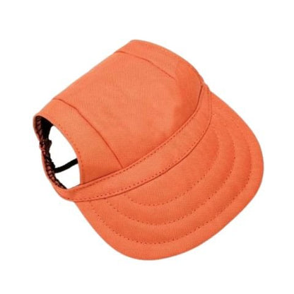 Casquette Chien / Marley orange, légère et confortable pour chien, capuche visière bombée et réglage ajustable.