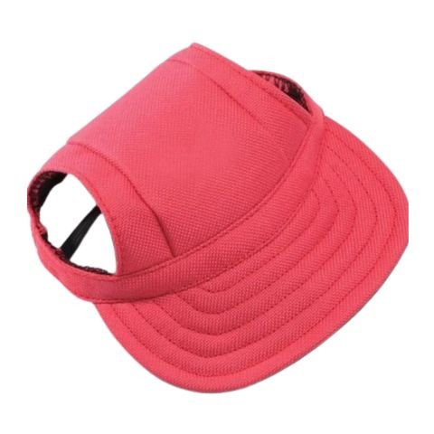 Casquette chien / Marley, visière rose en tissu Oxford, avec bande arrière ajustable et ouverture pour oreilles.