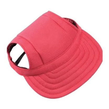 Casquette chien / Marley, visière rose en tissu Oxford, avec bande arrière ajustable et ouverture pour oreilles.