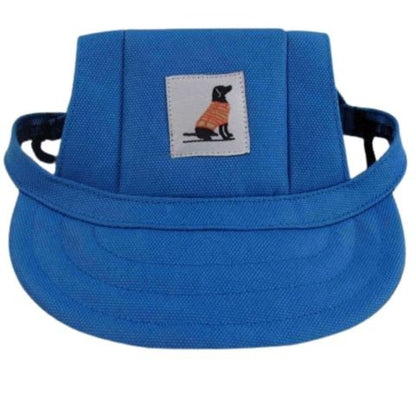 Casquette bleu pour chien Mia, avec patch montrant un chien sur le devant, simple et confortable.