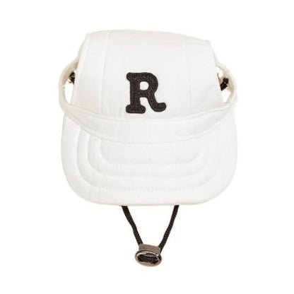 Casquette blanche pour chien Casquette Rosco avec fermoir et lanières ajustables.