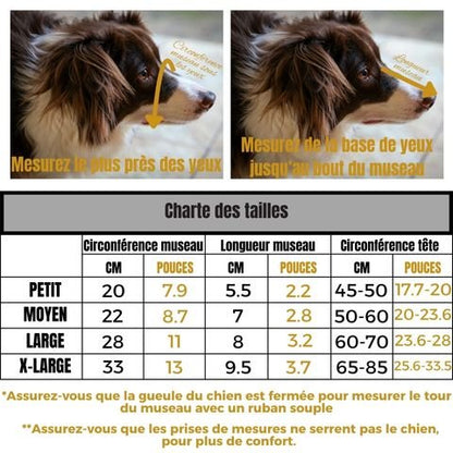 Muselière Chien / Loulou - charte tailles
